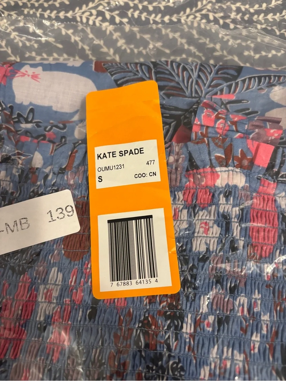 kate spade Blue Floral Smocked Midi Dress